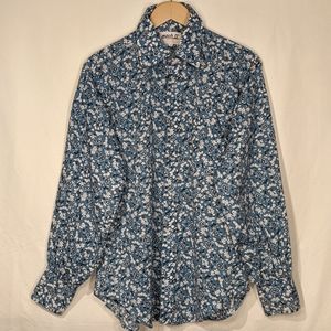 Vintage 80's Mach II By Arrow button down blue floral shirt